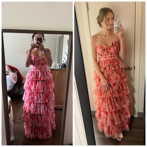 Hutch Coral Pink Tiered Ruffle Maxi Dress